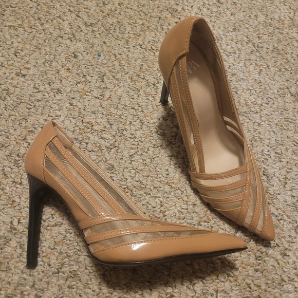 Zara Shoes - ZARA Nude Mesh Pointed Toe Pumps Size 36 (US Size 5.5)
